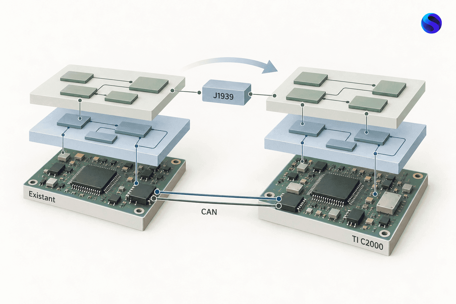Migration d’une architecture firmware J1939 vers une plateforme TI C2000, reliée par CAN.